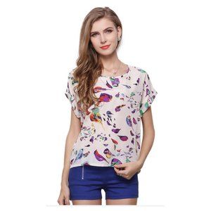 Liva Girl Bird Print Blouse S